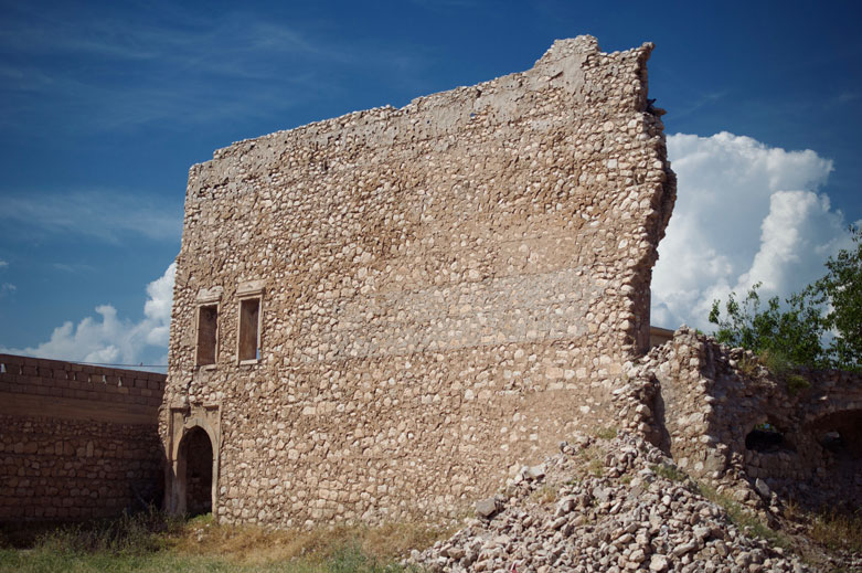 The 19th century ruins of the Yezidi (Ezidi) Mir’s palace overlook Baadre from a hilltop.